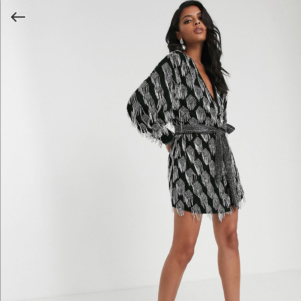 ASOS Edition Beaded Tassel Velvet Mini Dress